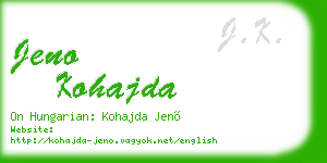 jeno kohajda business card