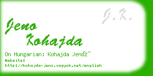 jeno kohajda business card